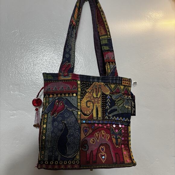 VTG Laurel Burch Shoulder Bag Tapestry Beaded - Picture 2 of 5